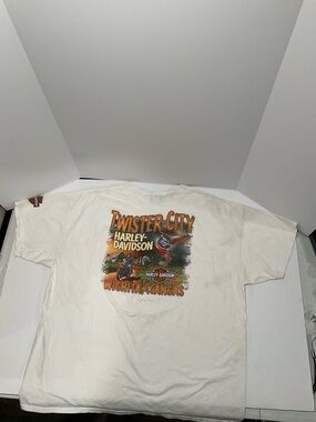 Harley Davidson Twister City Wichita Kansas T Shirt Mens 3XL White Graphic Biker